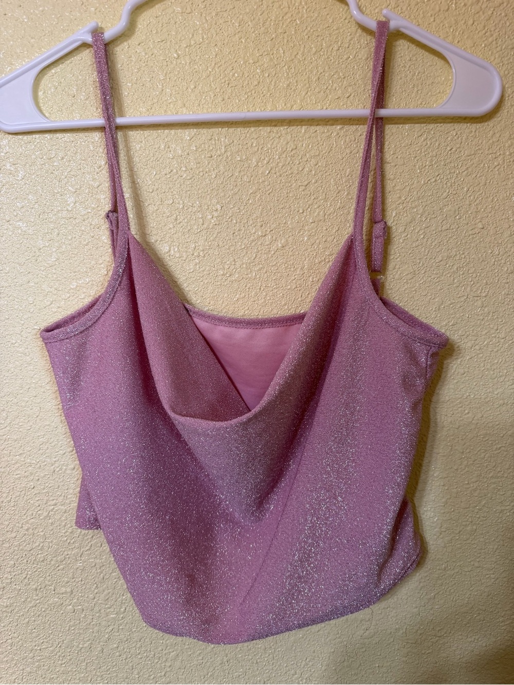 Sparkle Pink Cowl Neck Camisole Top